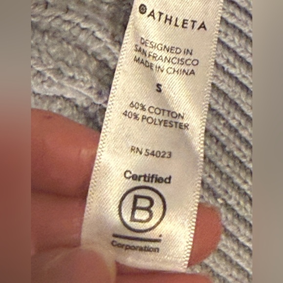 Athleta blue grey chunky V-neck sweater, size small - Picture 5 of 9